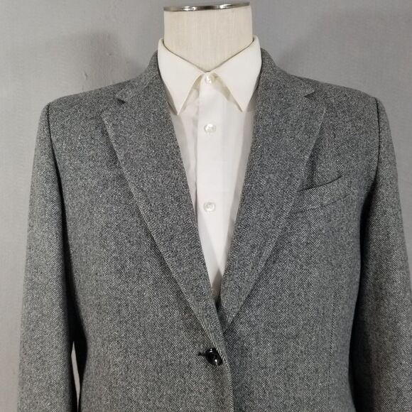 Pendleton Suit womens 18 Gray Herringbone Jacket Pants Luxury Wool vintage - Picture 3 of 16